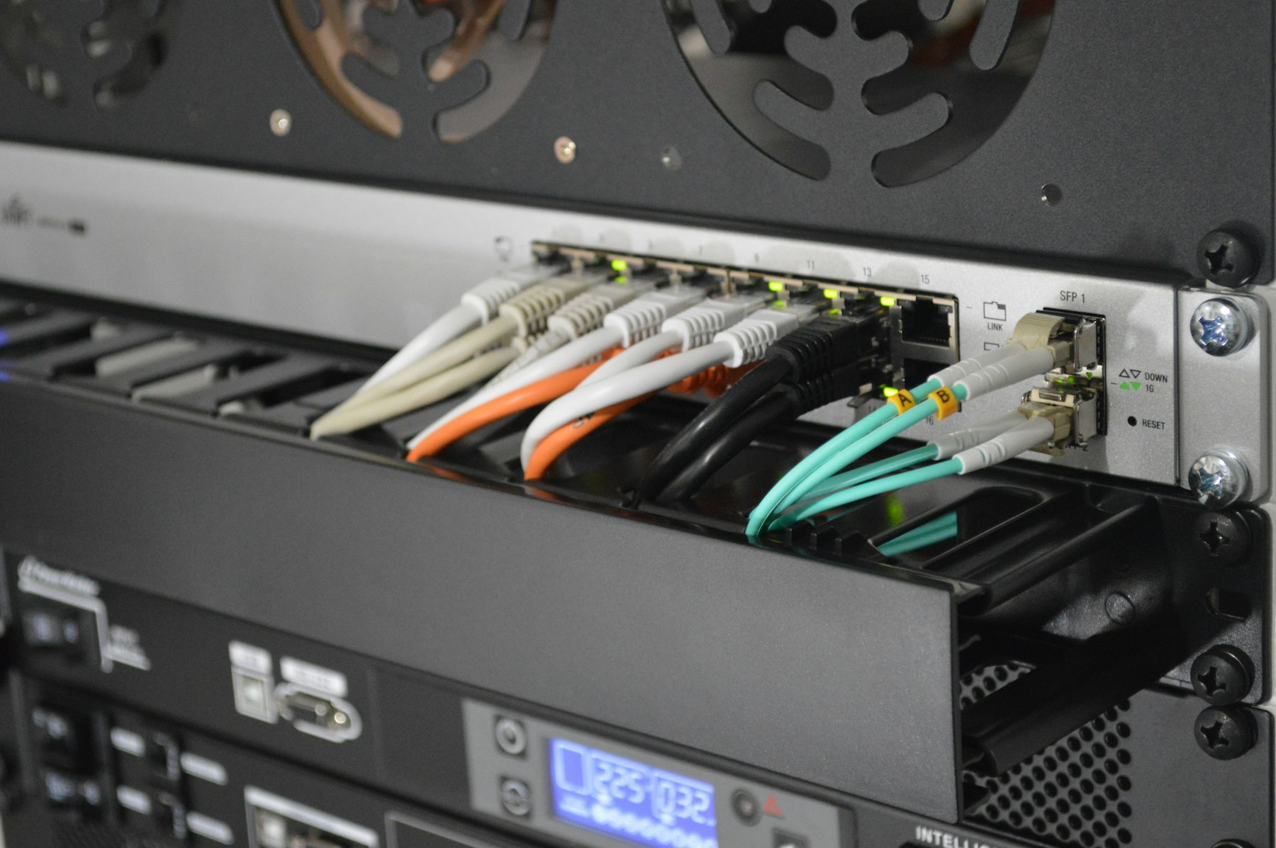 Network cables in a server rack