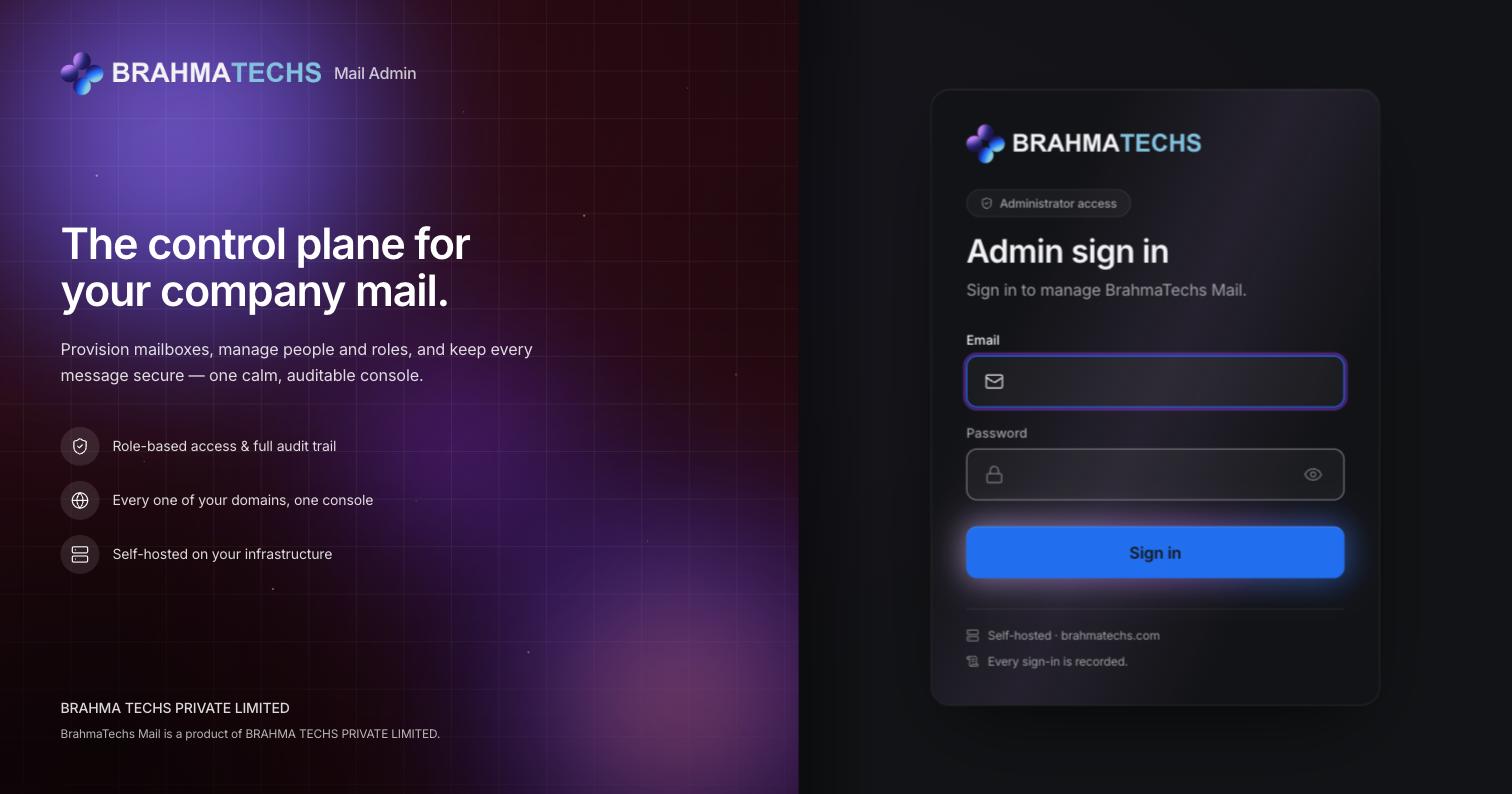 The Email System admin console sign-in